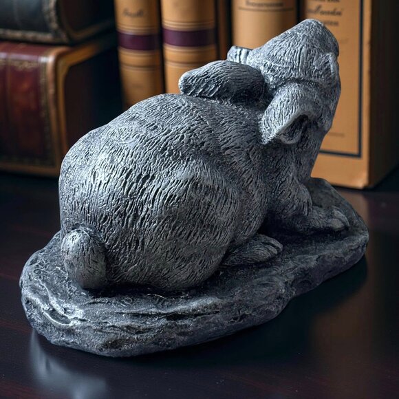 1988 United Design Gray Stone Rabbit – UCCL Cold Cast Bunny Figurine, Heavy - Picture 4 of 7